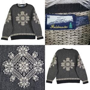 VTG Fieldmaster Men's Medium Knit Sweater Grandpacore Shetland Wool 90's Nordic